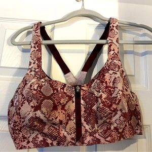 Knockout by VS front zip sports bra, red snake skin, EUC!